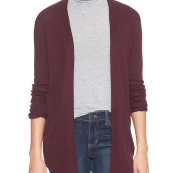 GAP Sweaters - GAP Burgundy Open Front Waffle Knit Cardigan
